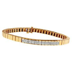 14K Yellow Gold Princess Cut Diamond Banded Bracelet (1.00 cttw, G-H Color,